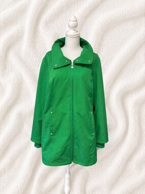 Calvin Klein Bright Green Hooded Trench Coat